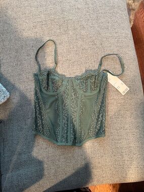 Urban Outfitters Green Lace Bustier Camisole